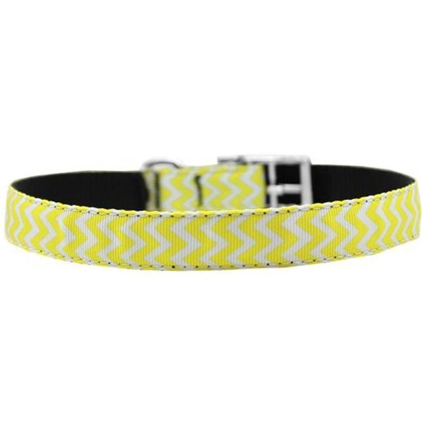 Unconditional Love 0.75 in. Chevrons Nylon Dog Collar with Classic Buckle, Yellow - Size 18 UN2444511